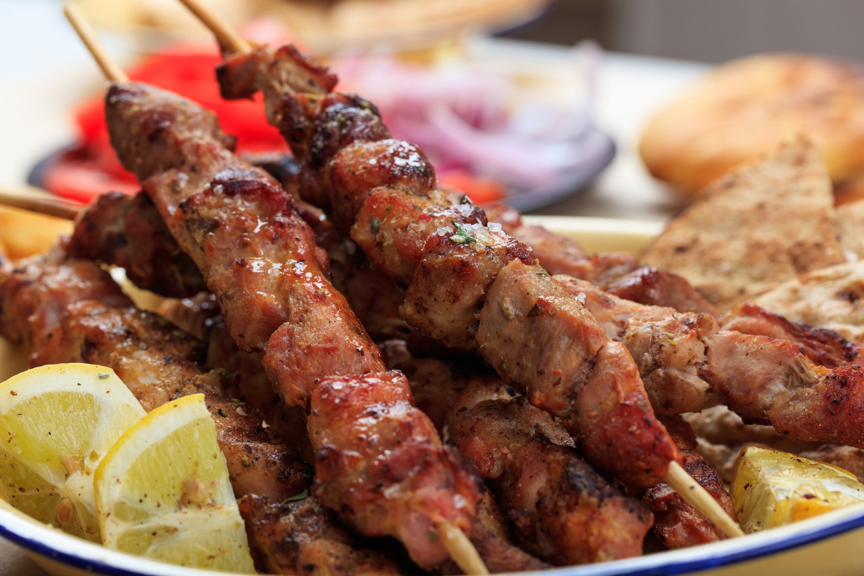 Grilled meat skewers